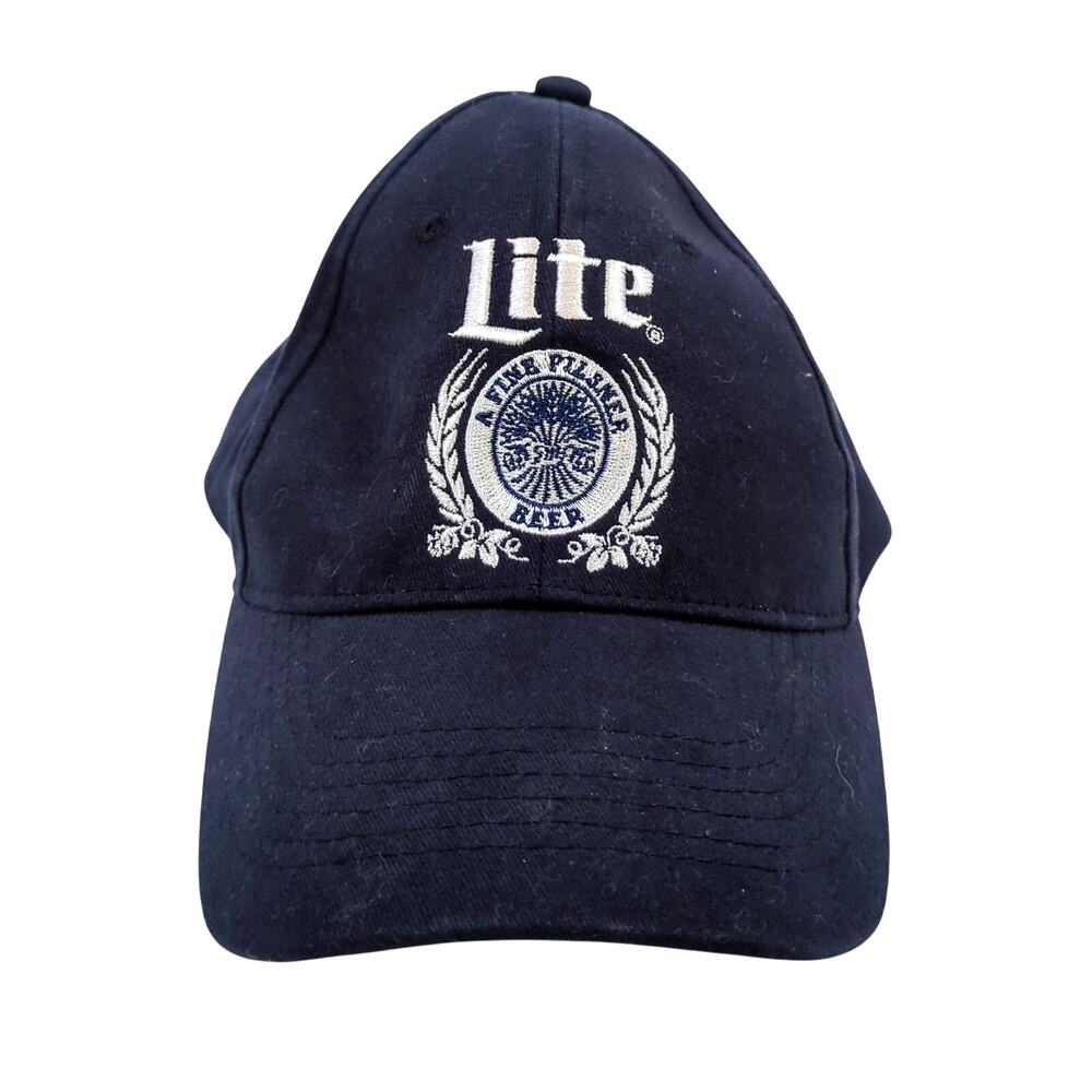 Official MILLER LITE Beer Embroidered Logo Navy Blue Snapback Baseball Hat Cap